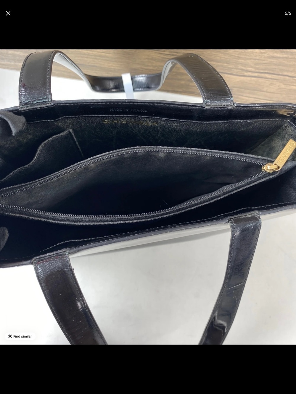 CHANEL Black Patent Leather Embossed Tote/vintage - Picture 7 of 7